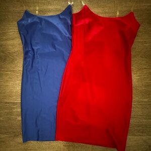 Elegant Strapless Red and Blue Dresses